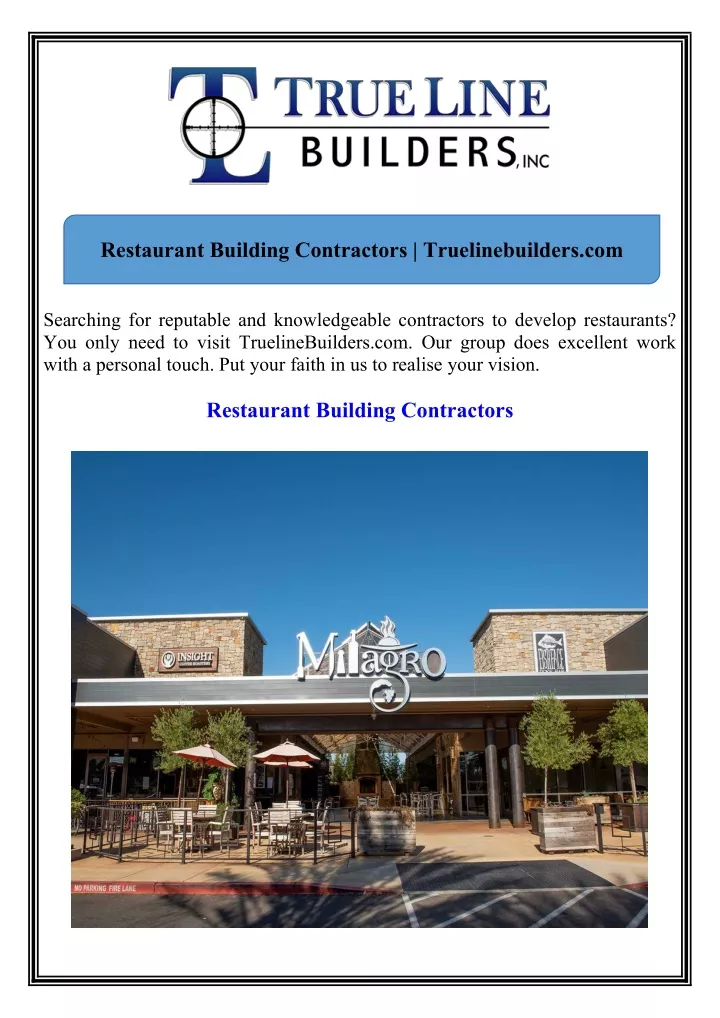 restaurant building contractors truelinebuilders