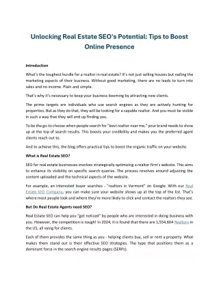 Unlocking Real Estate SEO's Potential- Tips to Boost Online Presence