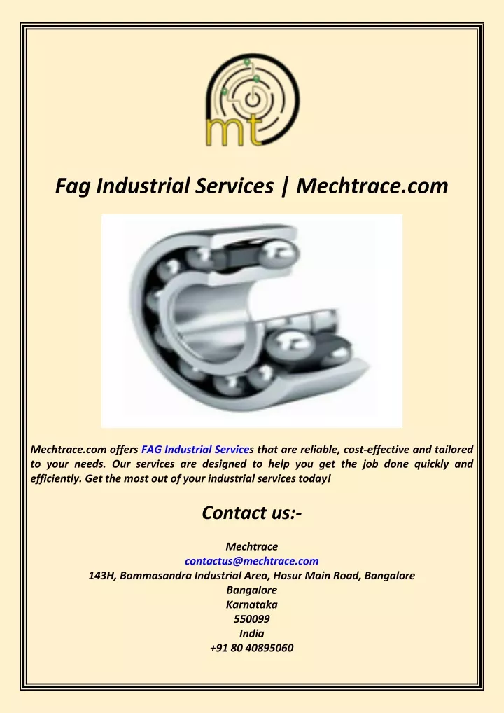 fag industrial services mechtrace com