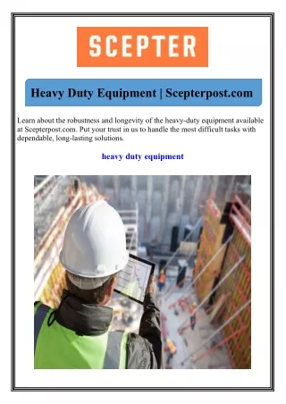 Heavy Duty Equipment Scepterpost.com