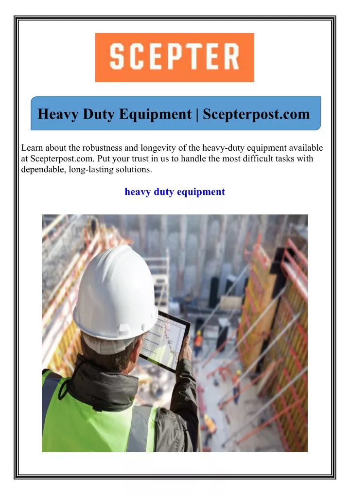 heavy duty equipment scepterpost com