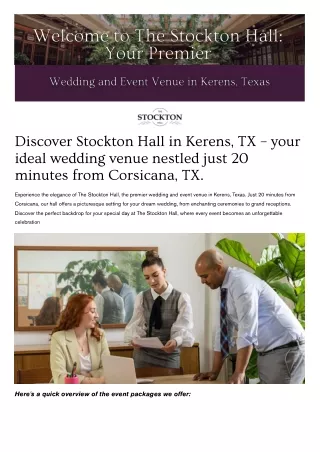 Discover Stockton Hall in Kerens, TX – your ideal wedding venue nestled just 20