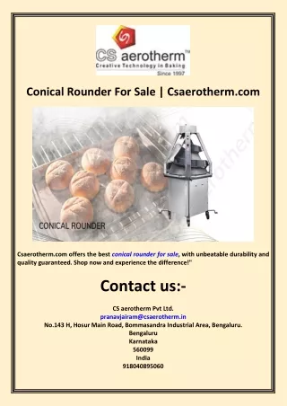 Conical Rounder For Sale  Csaerotherm.com