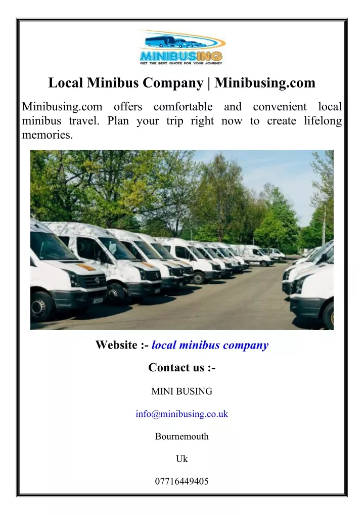 local minibus company minibusing com