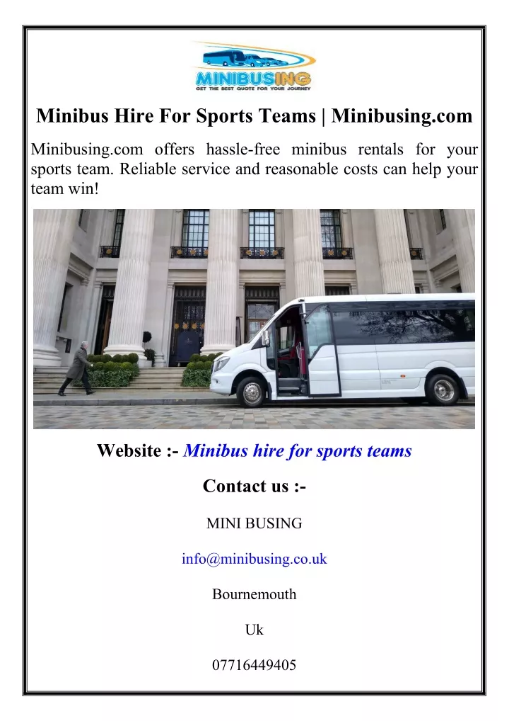 minibus hire for sports teams minibusing com