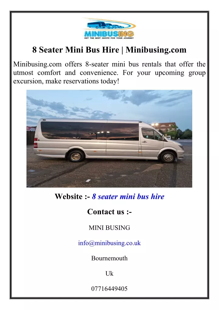 8 seater mini bus hire minibusing com