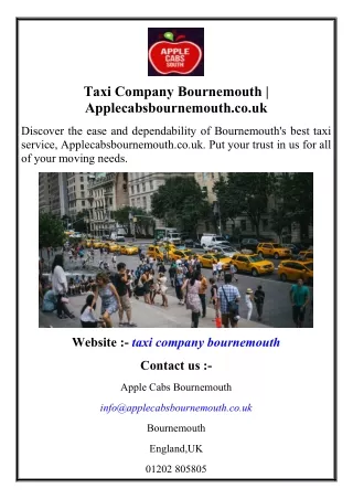 Taxi Company Bournemouth  Applecabsbournemouth.co.uk