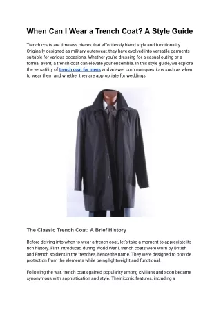 When Can I Wear a Trench Coat_ A Style Guide