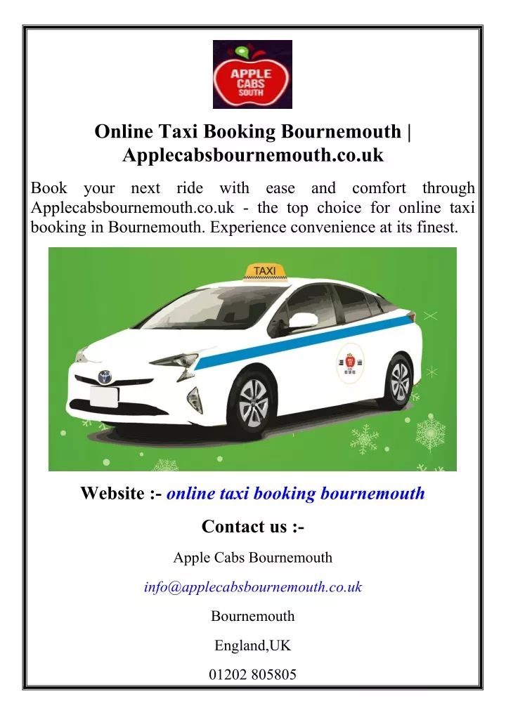 online taxi booking bournemouth