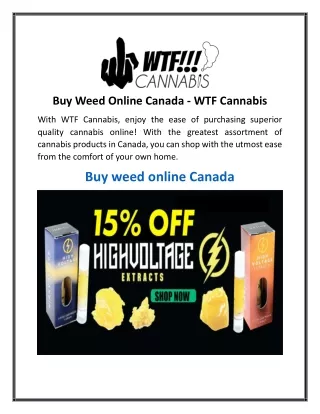 Buy Weed Online Canada  WTF Cannabis