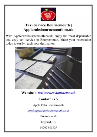 Taxi Service Bournemouth  Applecabsbournemouth.co.uk