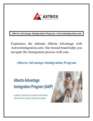 Alberta Advantage Immigration Program | Astroximmigration.com
