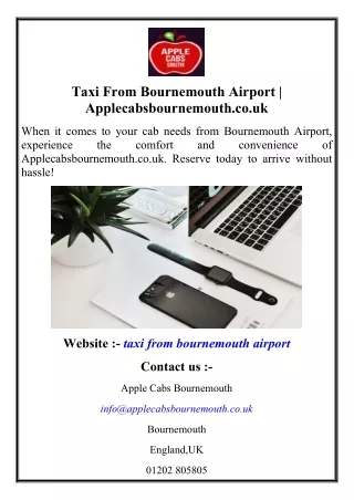 Taxi From Bournemouth Airport  Applecabsbournemouth.co.uk