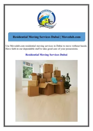 Residential Moving Services Dubai Movedub.com