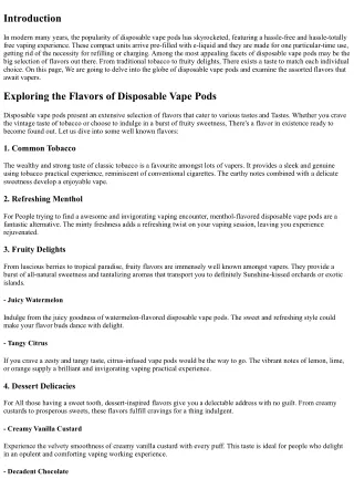 Checking out the Flavors of Disposable Vape Pods