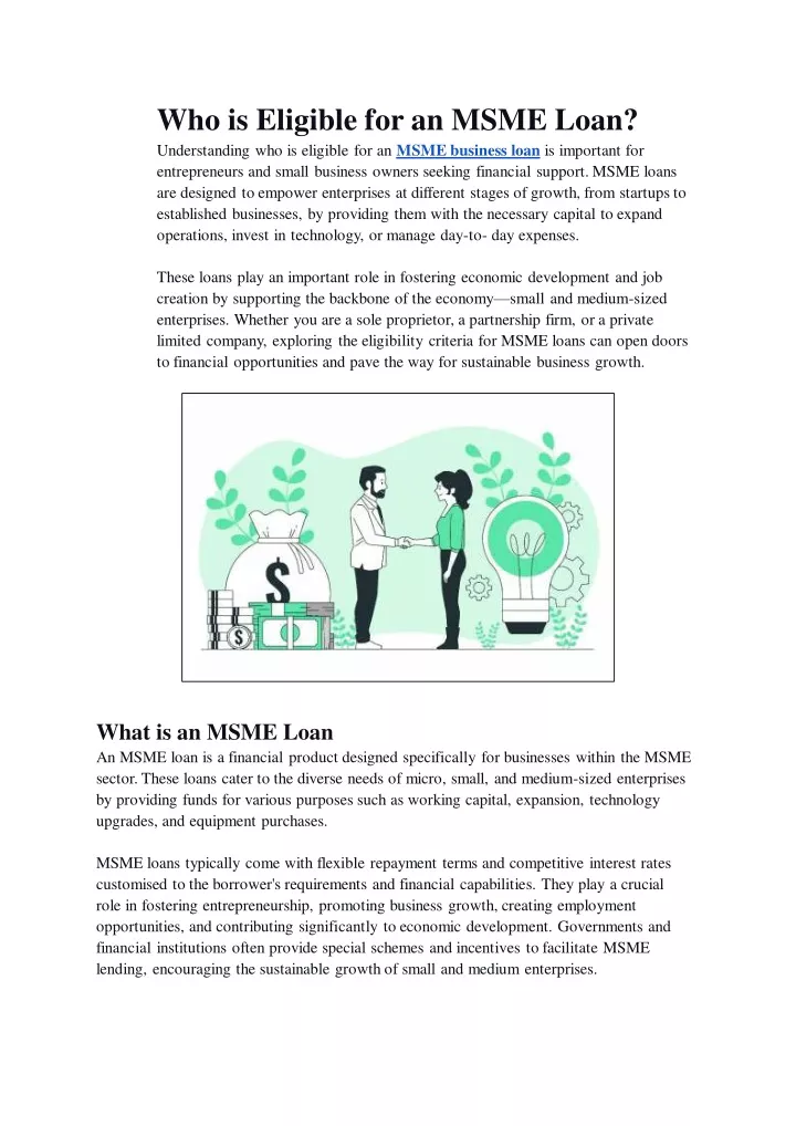 who is eligible for an msme loan understanding