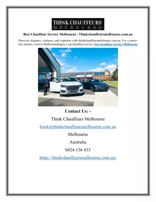 Best Chauffeur Service Melbourne | Thinkchauffeursmelbourne.com.au