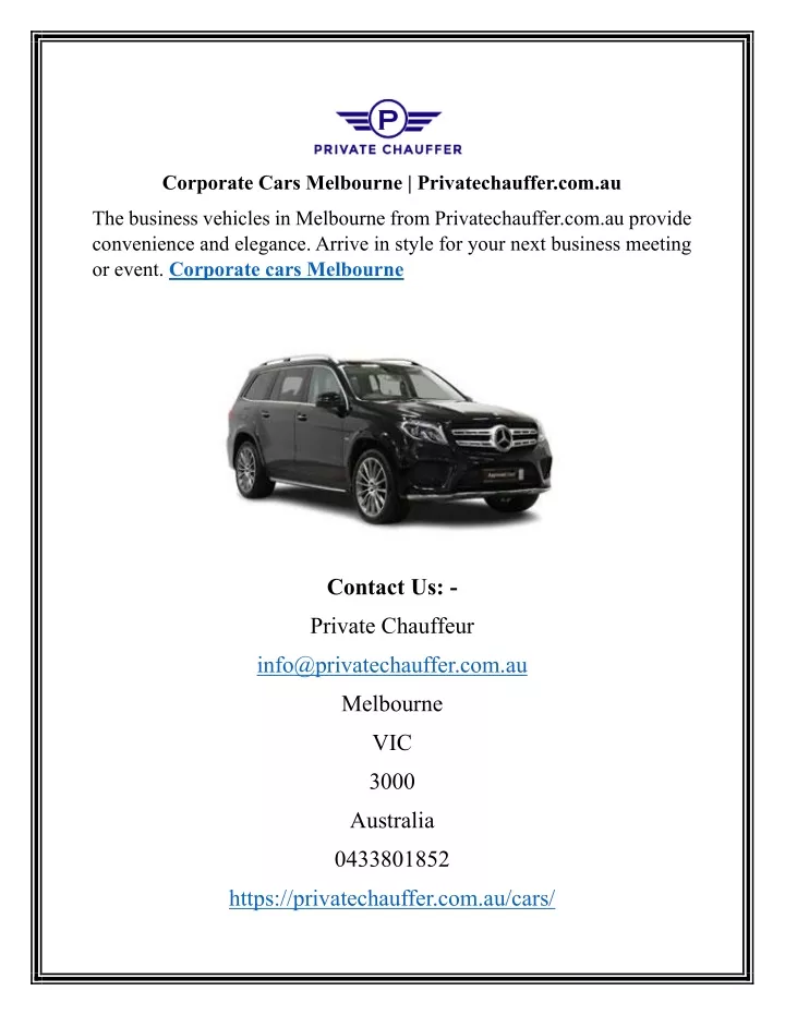 corporate cars melbourne privatechauffer com au