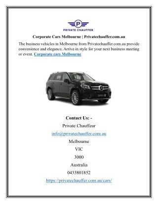 Corporate Cars Melbourne | Privatechauffer.com.au