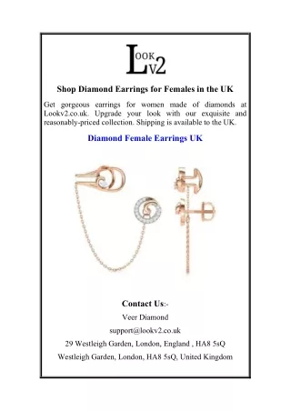 Shop Diamond Earrings for Females in the UK