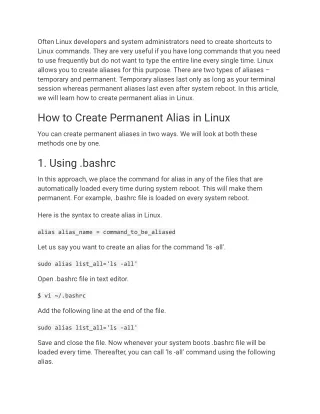 How to Create Permanent Alias in Linux