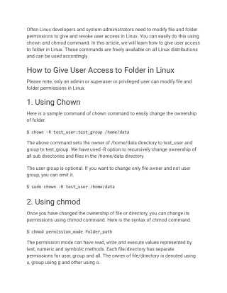How to Give User Access to Folder in Linux