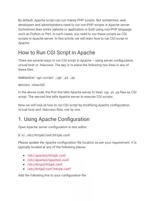 How to Run CGI Script in Apache