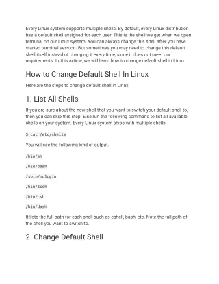 How to Change Default Shell In Linux