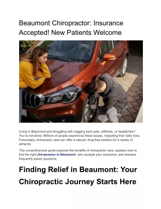 Beaumont Chiropractor_ Insurance Accepted! New Patients Welcome