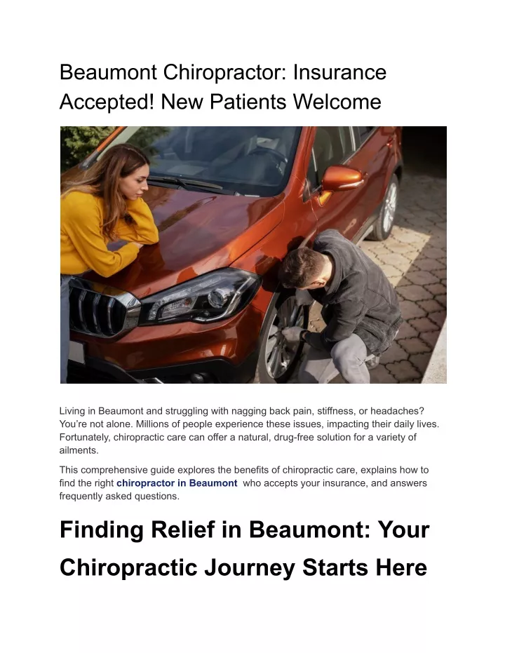 beaumont chiropractor insurance accepted