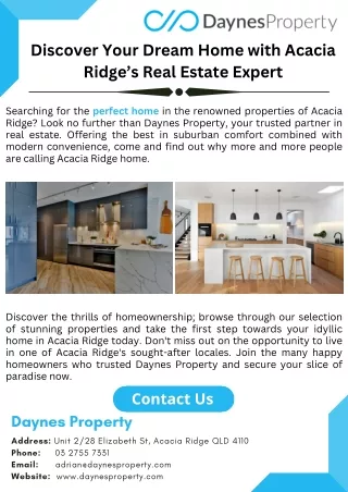 Discover Your Dream Home with Acacia Ridge’s Real Estate Expert