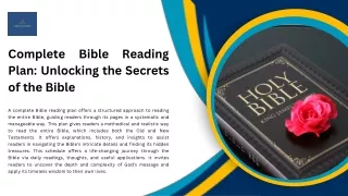 Complete Bible Reading Plan Unlocking the Secrets of the Bible