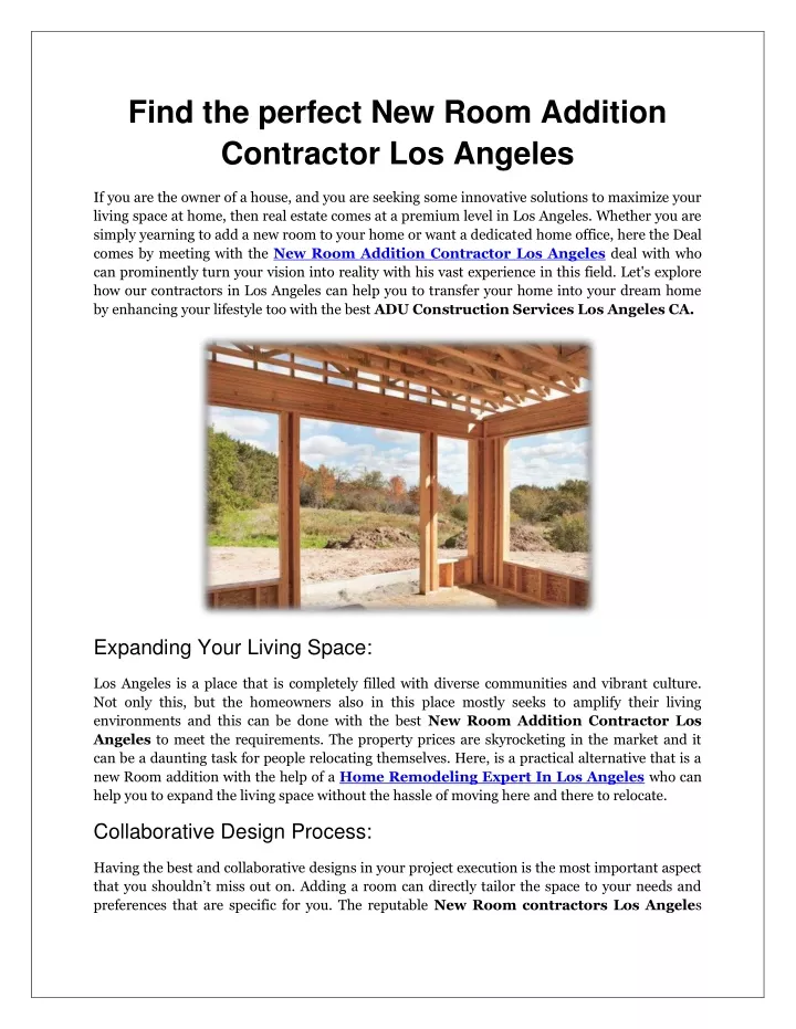 find the perfect new room addition contractor