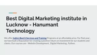 Best Digital Marketing Institute in Lucknow - Hanumant Technology Institute