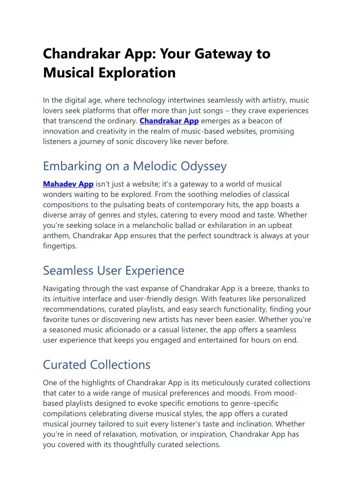 chandrakar app your gateway to musical exploration