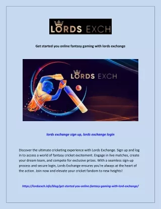 LORDSEXCHANGE | Sign up or Register With Us to Get Lords Exchange ID