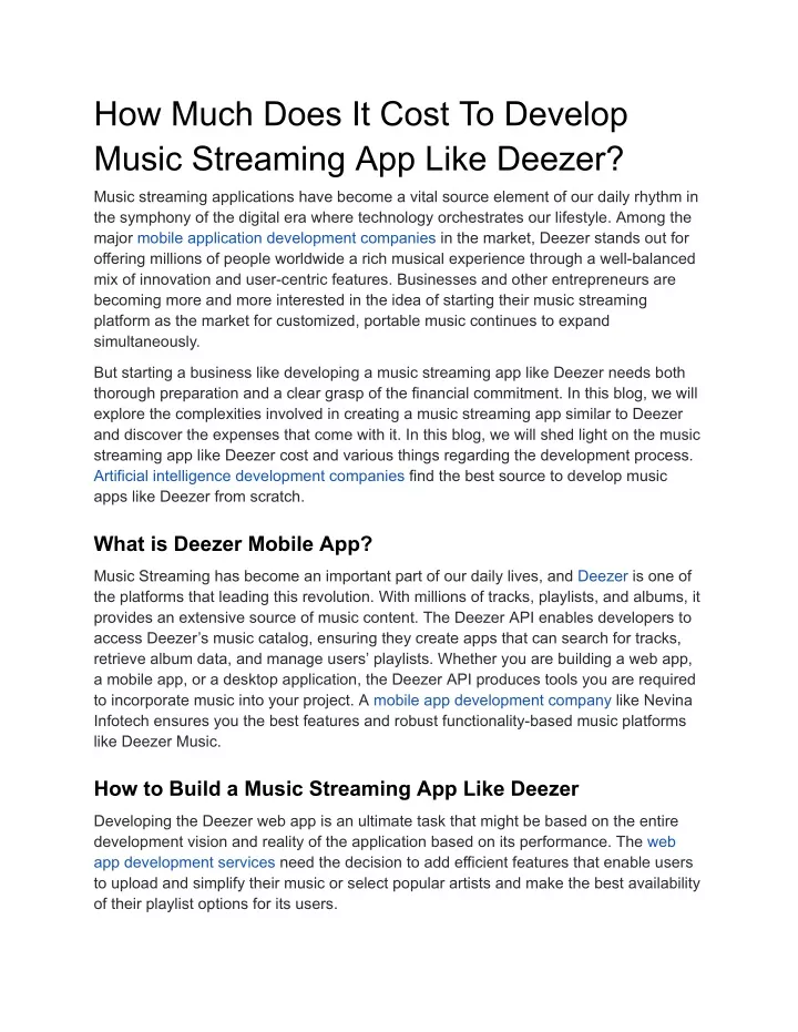 how much does it cost to develop music streaming