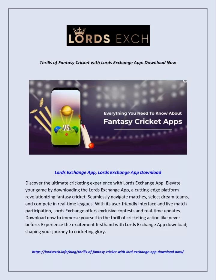 thrills of fantasy cricket with lords exchange