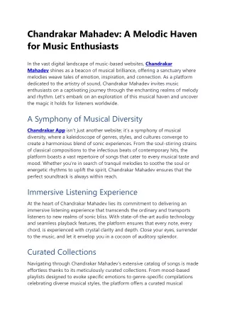Chandrakar Mahadev: A Melodic Haven  for Music Enthusiasts
