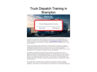 Truck Dispatch Training in Brampton- Avaal Technology