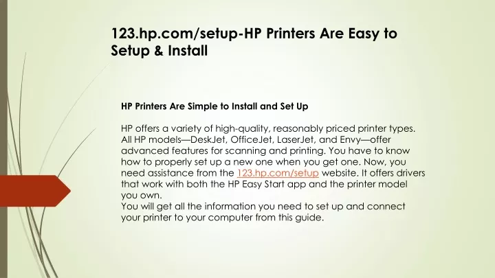 123 hp com setup hp printers are easy to setup