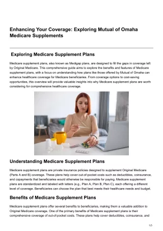 Enhancing Your Coverage Exploring Mutual of Omaha Medicare Supplements