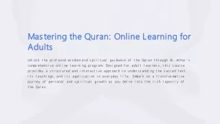 Mastering the Quran: Online Learning for Adults