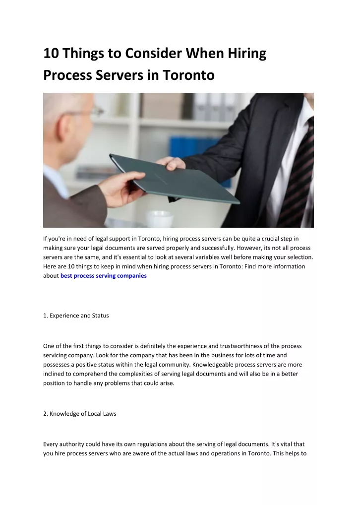 10 things to consider when hiring process servers