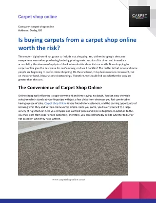 Is buying carpets from a carpet shop online worth the risk?