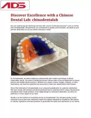 Discover Excellence with a Chinese Dental Lab
