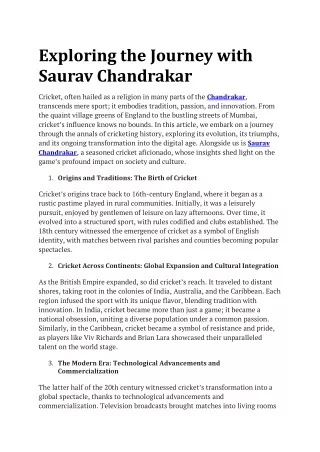 Exploring the Journey with Saurav Chandrakar