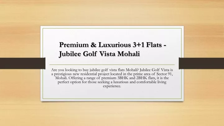 premium luxurious 3 1 flats jubilee golf vista