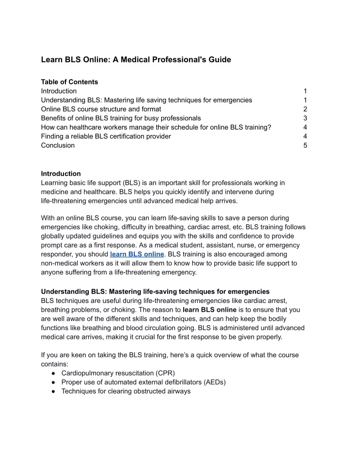 learn bls online a medical professional s guide