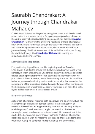 Saurabh Chandrakar: A Journey through Chandrakar Mahadev